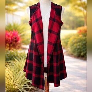 Belldini NWT Buffalo Plaid Open Front Vest Size Large